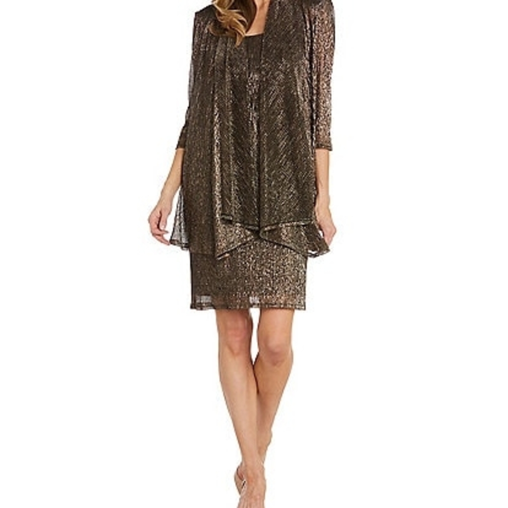 R&M Richards Shimmering Black Dress with Jacket